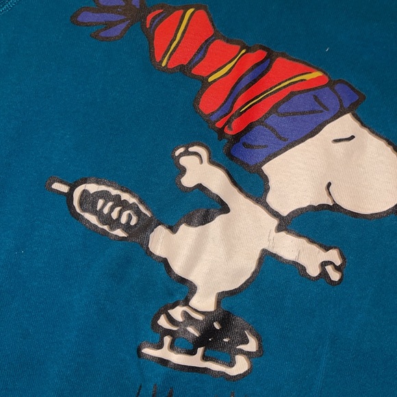 Hanna Andersson Peanuts Snoopy Pajama Top Sz 8 Boy Winter Ice Skating - Picture 2 of 4